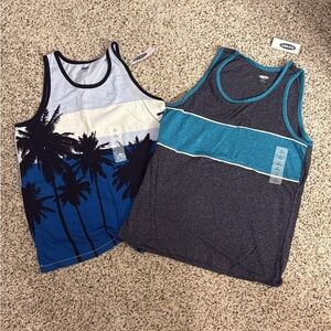 Old Navy Kids Tank Tops - Blue and Gray with Palm Design